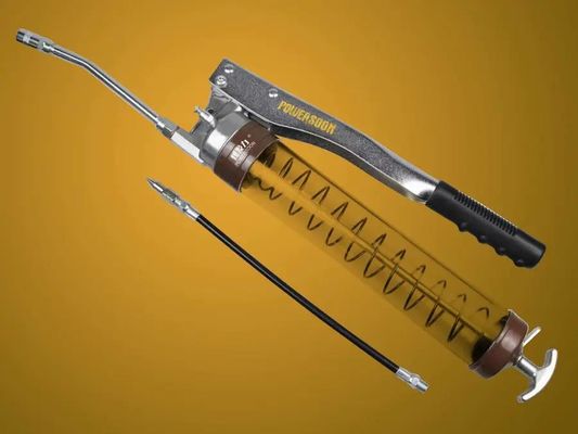 مسدس شحوم يدوي بقضيب شفاف مضخة يدوية شكل الفم عملية بسيطة